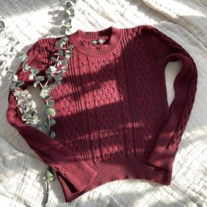 American Apparel Cable Knit Sweater Maroon Size M